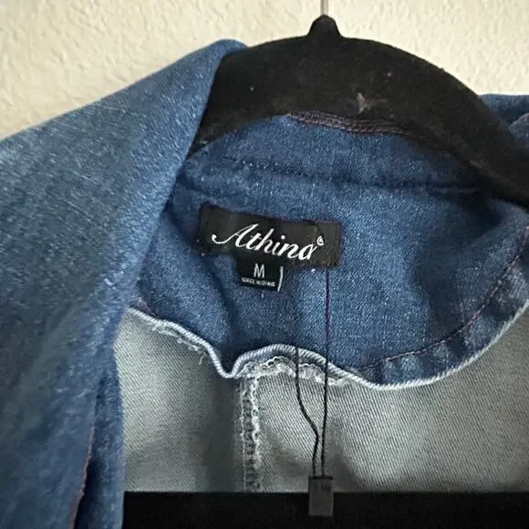 Annabelle Asymmetrical Ruffle Denim Dress M - Picture 8 of 9